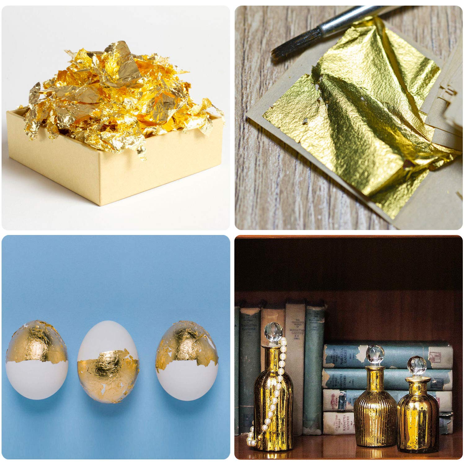 ZOENHOU 600 PCS 5.5 x 5.5 Inch Gold Leaf for Resin Arts, Gold Leaf Foil Paper Sheets for Jewelry Making Nail Art Gilding Crafting Paint Engineering Decoration