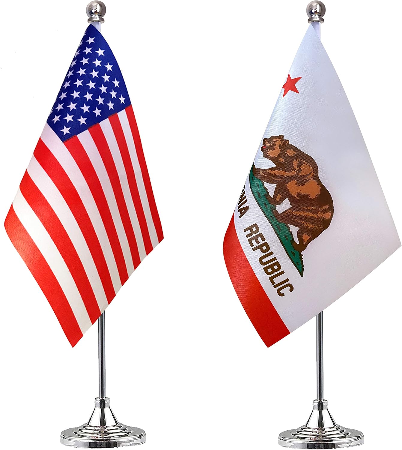 WEITBF California State Desk Flag Small Mini California CA Office Table Flag with Stand Base,2 Pack: Garden & Outdoor