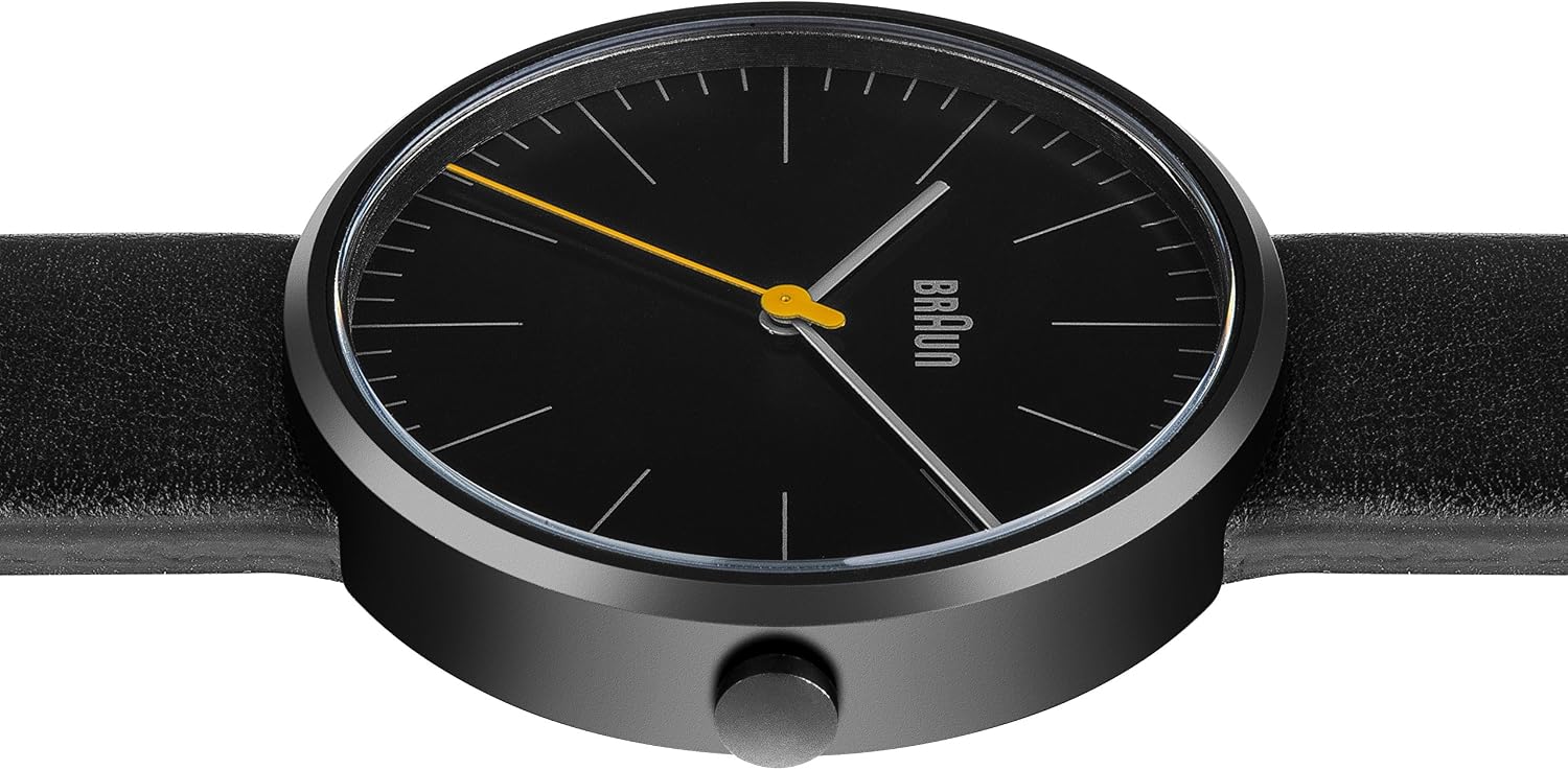Braun Men's Quartz Watch with Black Dial Analogue Display and Black Leather Strap BN0172BKBKG, Black/Black, 42 - Image 5