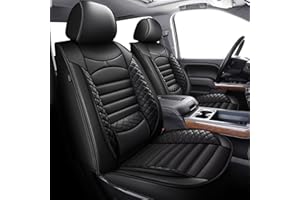AOMSAZTO Seat Covers Custom Fit for 2019-2024 2025 Chevrolet Chevy Silverado GMC Sierra 1500 2500HD 3500HD Trail Boss Z71 Crew Double Extended Cab Leather Truck Car Seat Covers Full Set (Black Line)