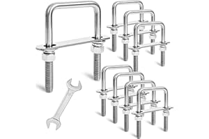 SRZTXU 8 Sets Heavy Duty Square u Bolts 3 inch Wide,M12 Thread Size,304 Stainless Steel Square u-Bolts 3-1/16" W x 4-1/2" L,w