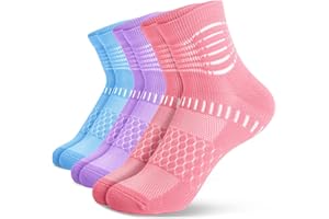 IRAMY Ankle Compression Socks for Women Men Coolmax Moisture Wicking Socks Plantar Fasciitis Relief 3/5 Pairs