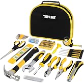 TOPLINE 208-Piece Basic Home Tool Kit with Easy Carrying Round Pouch | Household Hand Tools for Apartment, Home, Basic Tool Set, Perfect for DIY Projects, Home Maintenance