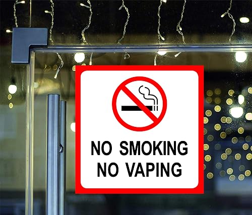 No Smoking No Vaping Aufkleber – 4 Stück, 17,8 X 25,4 Cm, Wetterfestes Vinyl, Weiß/schwarz/rot, Für Büro, Unternehmen, Eingangsbereich
