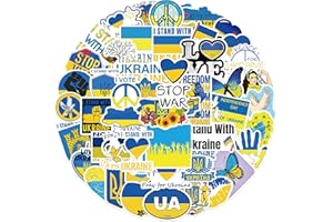 YOKSAS I Stand with Ukraine Sticker Pack,Ukrainian Flag Sticker,50PCS Hope Peace Support Ukraine Decal for Water Bottle Laptop Car Bumper Helmet