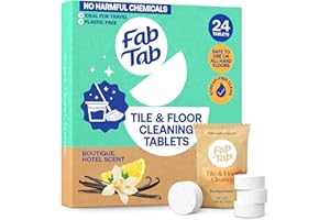 Fabtab Eco-Conscious Hard Floor Cleaner Tablets -24 Non-Harmful Pre-Measured Tablets. Convenient, Plastic-free, Streak-free C