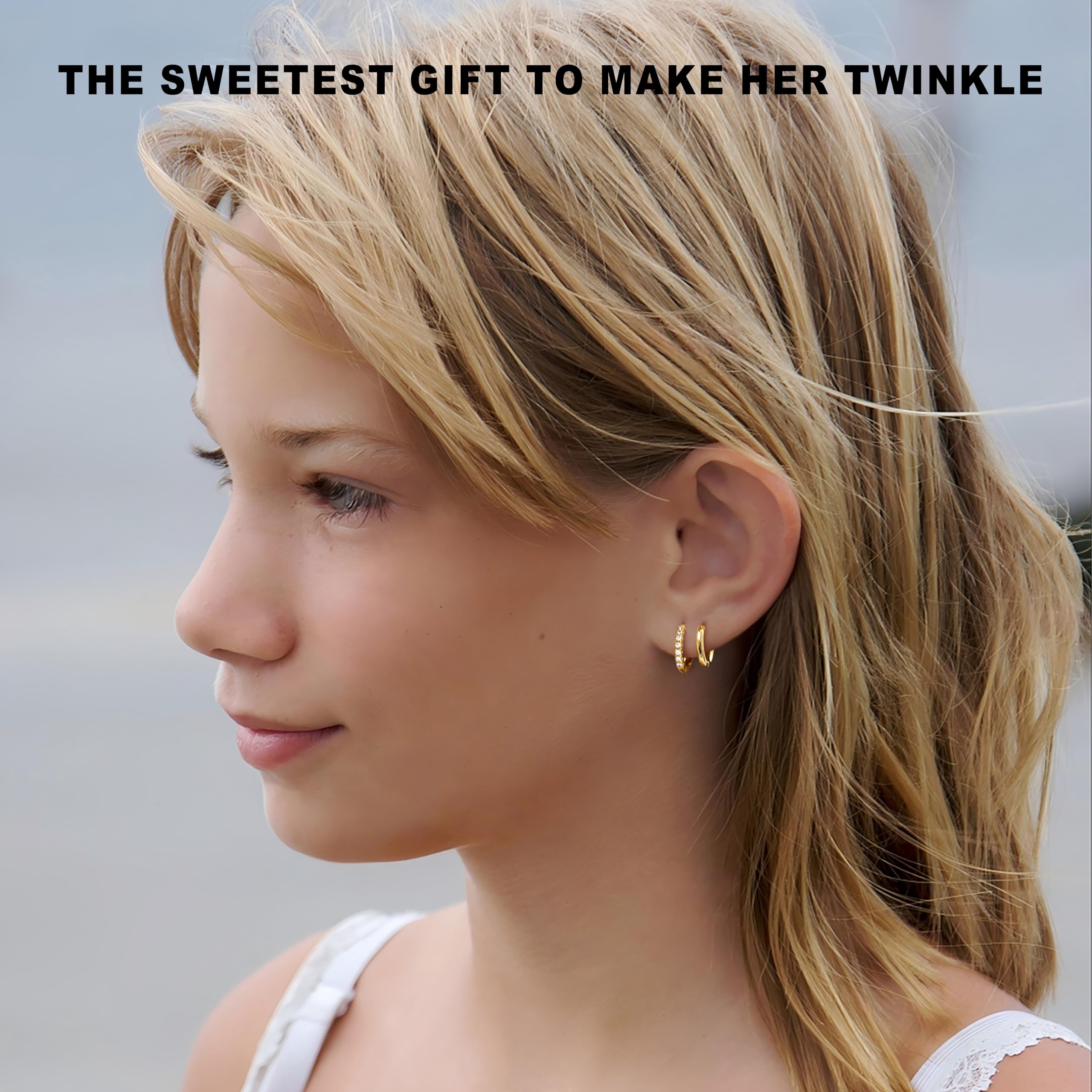 Poxtex Small Gold Huggie Hoop Earrings Set for Women Men Hypoallergenic 14K Plated Stack Cartilage Earrings, Multiple Piercing Lightweight Mini Thin Cute Dainty Trendy Jewelry Set Gifts for Women