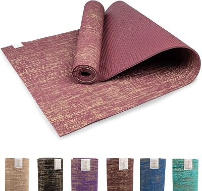 Myga RY1331 Jute Yoga Mat 5mm Plum with PVC Backing Eco Friendly 183x61
