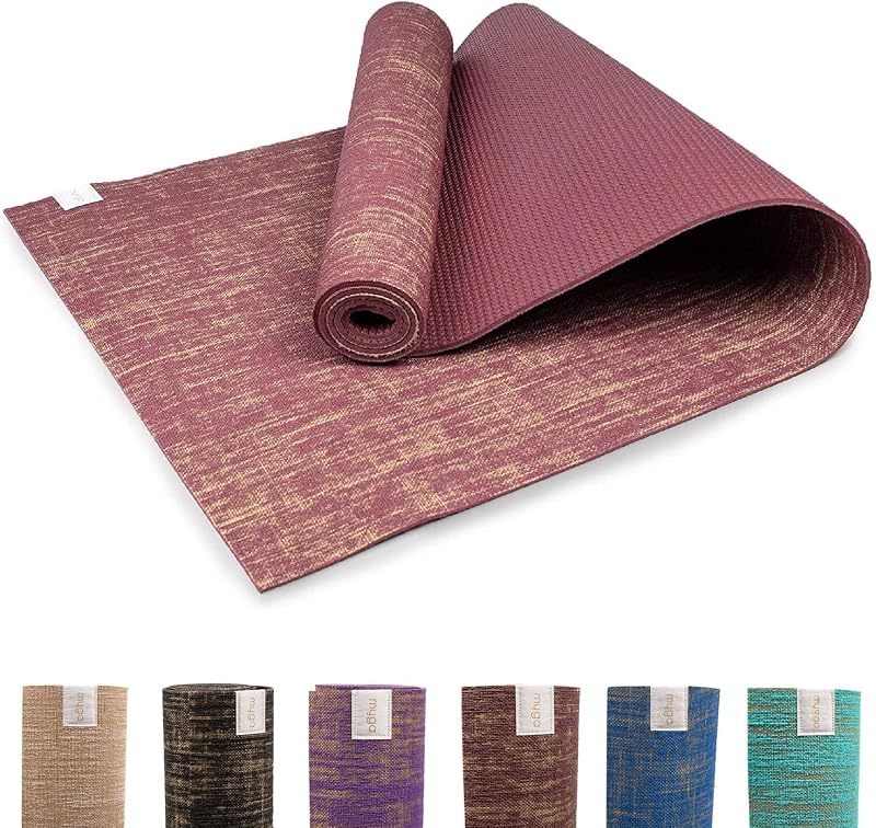 Myga RY1331 Jute Yoga Mat 5mm Plum with PVC Backing Eco Friendly 183x61