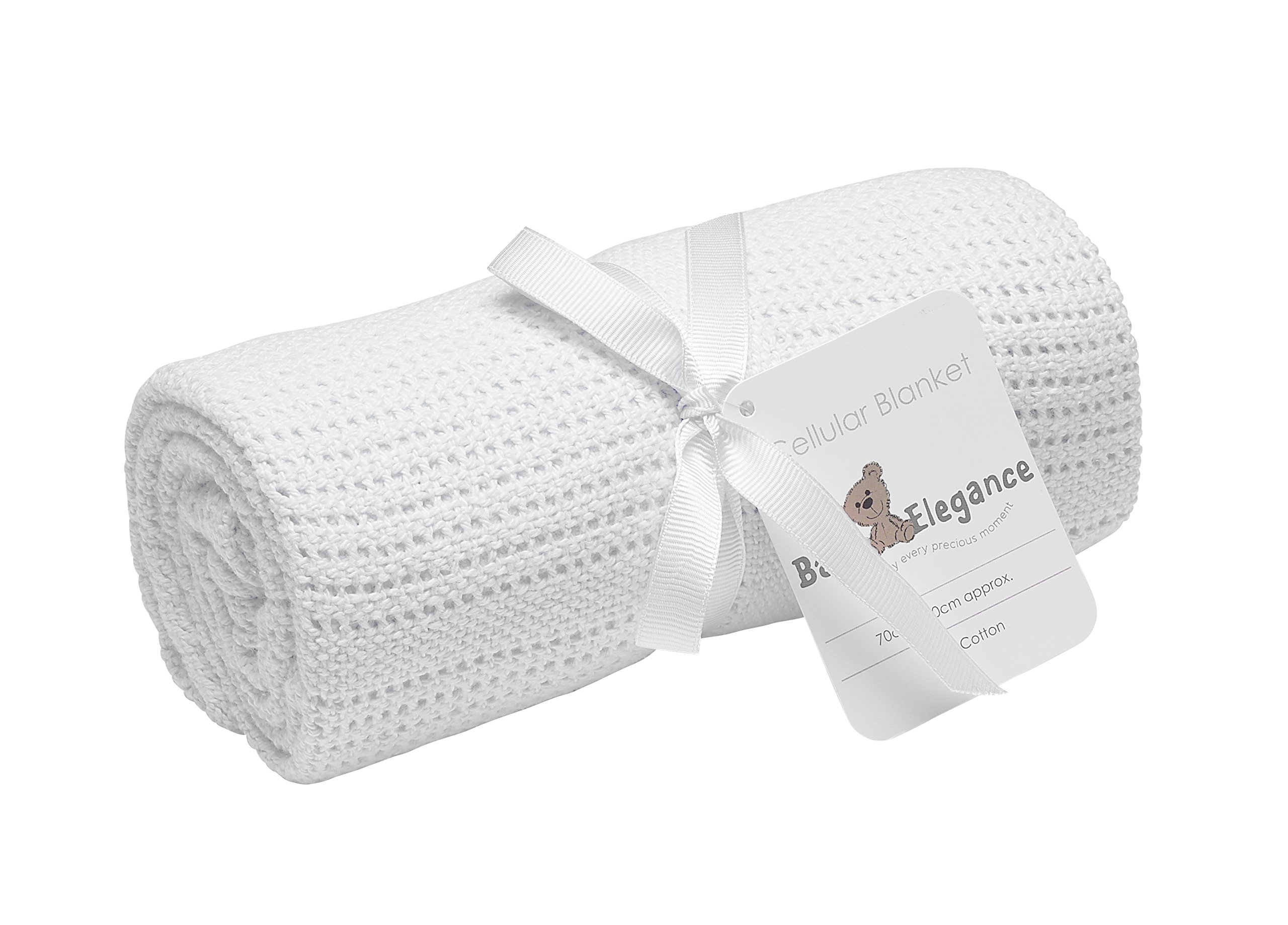 Baby Elegance 100 x 150 cm Cellular Blanket Cot (White)