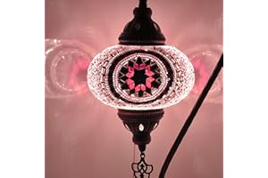 10 Variation Mosland Home Turkish Lamp Mosaic Table Lamps | Turkish Moroccan Lamp with Bronze Base | Handmade Swan Neck Tiffa