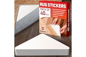KRONWEL 40 Pack Rug Corners Grippers for Hardwood Floors, Wood Floor, Carpet, Laminate, Area Rugs on Tile - Rug Stickers - Rug Pads - Rug Tape - Double Sided Rug Tape - No Slip Rug Grip - Anti Slip Rug Grips