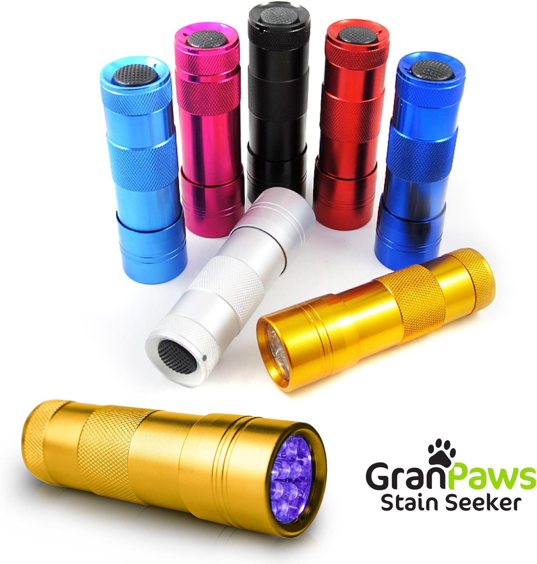GranPaws Stain Seeker GOLD Color.UV Black-Light, Flashlight, Pet Urine Detector. Ultra-Bright Led Cordless, Stain Finder for Detecting Dry Dog, Cat, Pet Urine, Pee.