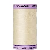Mettler Silk-Finish Solid Cotton Thread, 547 yd/500m, Antique White