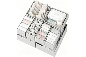 Criusia Drawer Organizer Clothes 12 Pack, Dresser Organizer for Nursery Bedroom Closet Organization and Storage - Baby Clothes Organizer Bins - Drawer Divider for Sock Underwear Bra Ties (Grey)