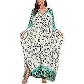 NFVNKJ Boho Kaftan Plus Size Dress for Women, Batwing Sleeve Beach Cover Up, Casual Loose-Fit Loungewear and Swimsuit Dress