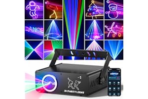 KeoBin APP DJ Laser Lights Professional - 200+ 3D RGB Animation Laser Light Show, Hand Drawing, Custom Patterns, Sound Actived & DMX Sync for Party, Stage, Club