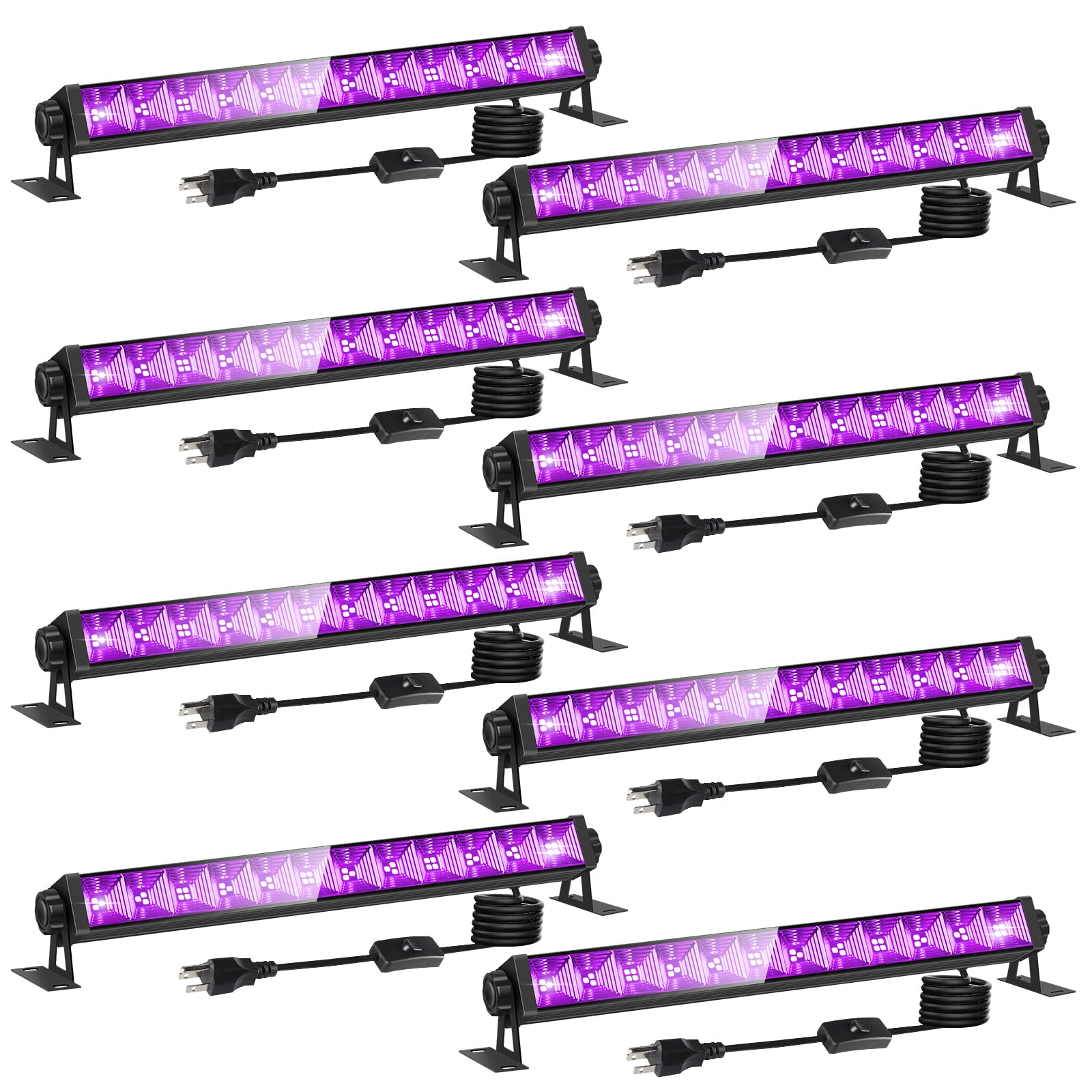 Photo 1 of 8 Pack 40W LED Black Light Bar, Black Lights Light Up 4000ft² with Switch+Plug+6ft Cord, for Glow Party Supply, Halloween, Bedroom, Body Paint, Fluorescent Party
