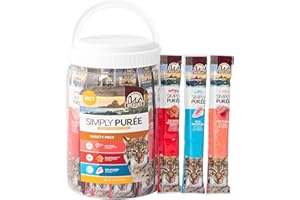 Wild Eats Simply Puree Variety Tub for Cats | 48 Individual Servings of All-Natural, High-Protein Puree Treats | Includes Multiple Flavors | Grain-Free, No Artificial Additives, Smooth Texture
