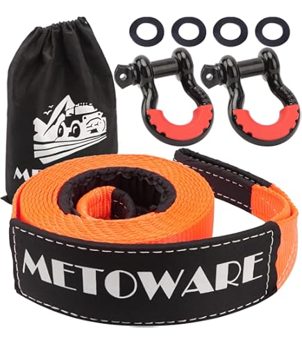 3x 30-Foot Heavy Duty Tow Straps With D-Ring Shackles – 36,000 Lb Breaking Strength