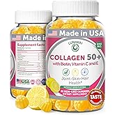 Lunakai USA Manufactured Collagen Gummies for Women & Men Over 50, Biotin & Vitamin C, Supports Skin Elasticity, Hair & Nail Strength, Joint Support, 60ct