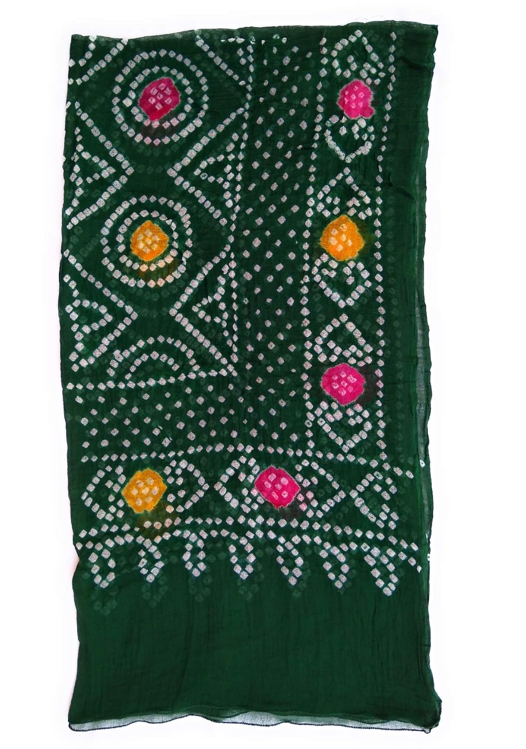 cubic earth global women's cotton hand crafted bandhej bandhani (ald80, dark green, large)