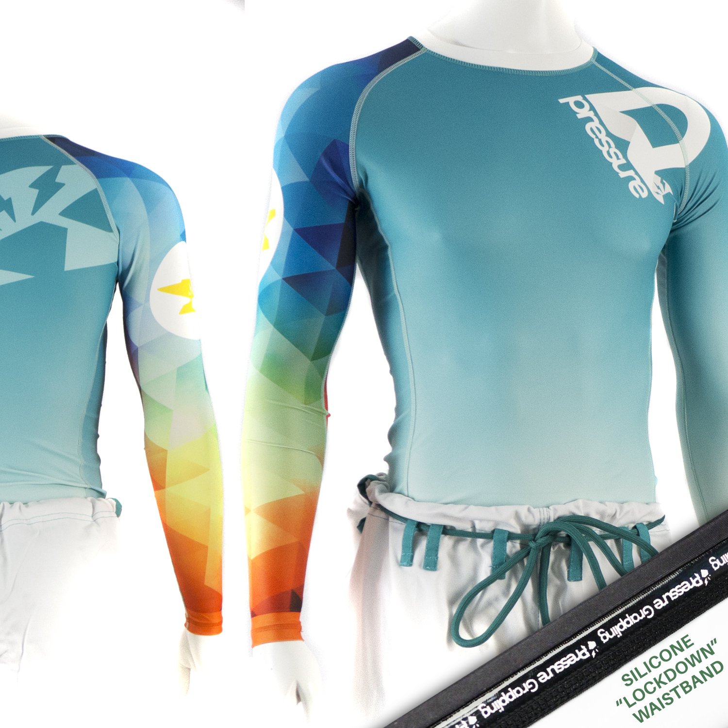 Pressure Grappling Mens Premium BJJ Long Sleeve Rash Guard with