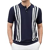 Esabel.C Mens Polo Shirts Short Sleeve Striped Casual Fashion Knit Golf Shirt Regular Fit