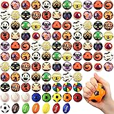 Gejoy 108 Pcs Halloween Mini Stress Balls Bulk 2.5'' Assorted Soft Foam Squeeze Toys Stress Relief Sensory Fidget Ball Goodie Bag Stuffers Gifts for Halloween Party Favor Adult Kids Treasure Box Prize