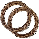 2 Pieces Christmas Grapevine Wreath Natural Grapevine Wreaths Ring Vine Branch Wreath Christmas Roll Rattan Wreath Garland fo
