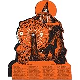 Beistle Vintage Halloween Witch Fortune Wheel Game Cardstock Decoration | Interactive 9&frac14; x 6&frac34; Inch Vintage Witch Fortune Spinner with Classic Halloween Artwork for Seasonal Displays and Gatherings