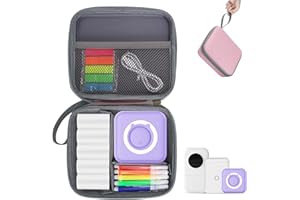 QYCHHJ Carrying Case for Phomemo T02/Memoking/HUIJUTCHEN Mini Sticker Printer, Portable Hard Travel Case for Label Maker, Thermal Printer Paper, Pink