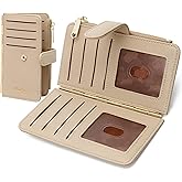 Badiya Credit Card Holder for Women, RFID Wallet Women, Slim Bifold Card Organizer with Multi-Card Case & Zipper Coin Pocket & 3 ID Windows, Travel Credit Card Holder with Metal Hinge