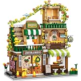 FNSJFYZS City Street View Building Blocks, Modular Architecture Model | Coffee Shop Building Set for Adults, Collectible Display Model, DIY Assembly, Home Desk Decor, Birthday Gifts (828 Pcs)