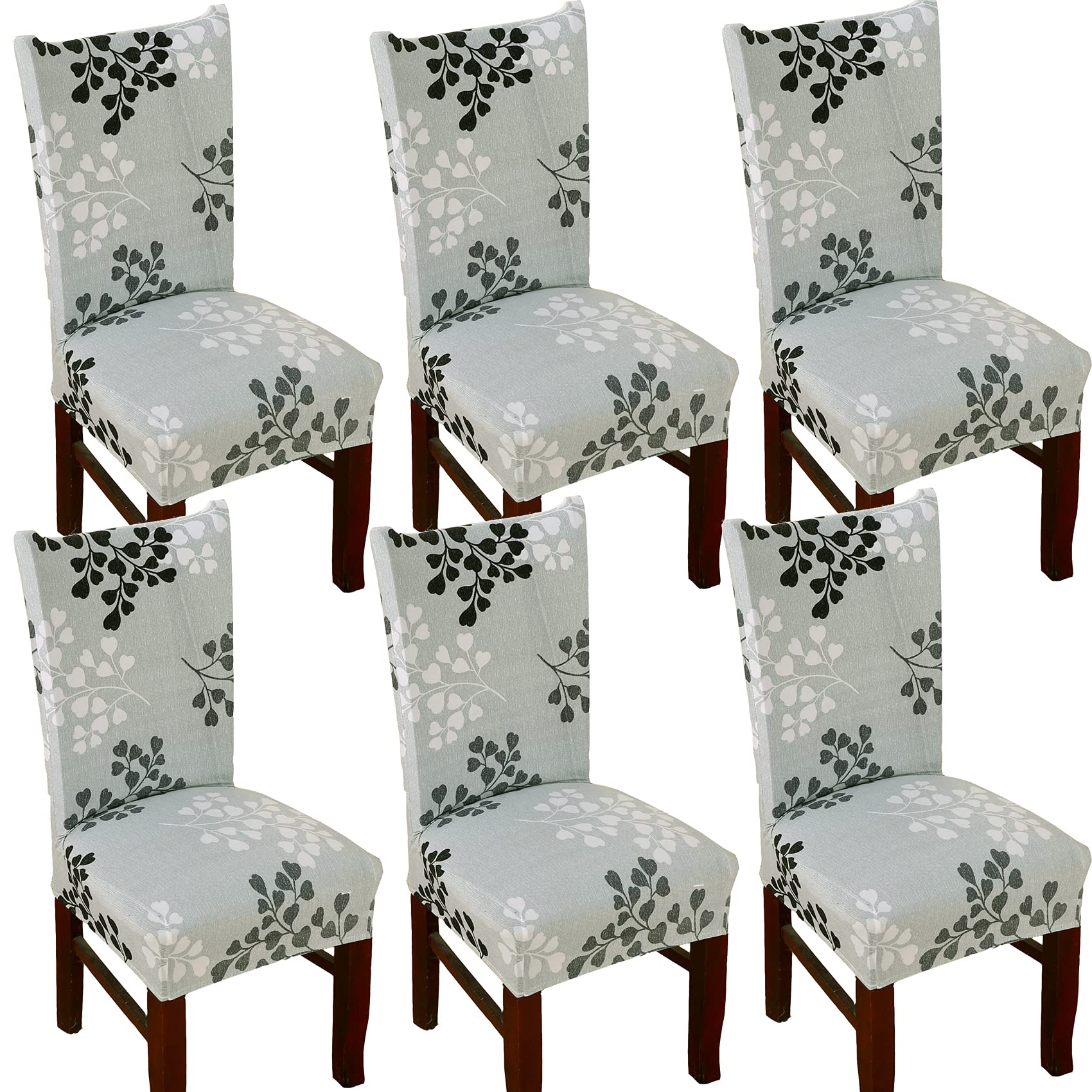 TEERFU Dining Room Chair Covers Slipcovers Set of 6, Stretch Removable Washable Dining Chair Protector Decoration Cover Seat Slipcover for Hotel,Ceremony,Banquet,Kitchen,Restaurant,Home