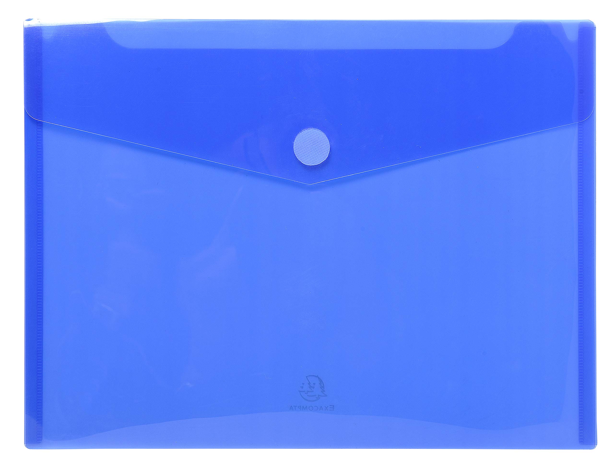 Exacompta - Ref 56422E - PP Envelope Pocket - Suitable for A4 Documents, Hook & Loop Closure, 0.2mm Translucent Polypropylene, Personalisable - Blue (Pack of 5)