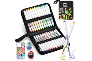 Ohuhu Acrylic Paint Markers Direct Liquid: 24 Colors Flexible Brush Tip Acrylic Markers High Opacity Paint Pens Waterproof Lightfast for Rock Easter Eggs Wood - Nahuku