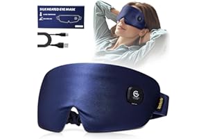 FACEMOON Heated Eye Mask for Dry Eyes - Silk Cordless Warm Eye Compress Moist Heat, FSA Eligible, Eye Heating Pad for Stye Treatment, Tired Eyes, Sleep, Travel, Washable, Rechargeable, Blue