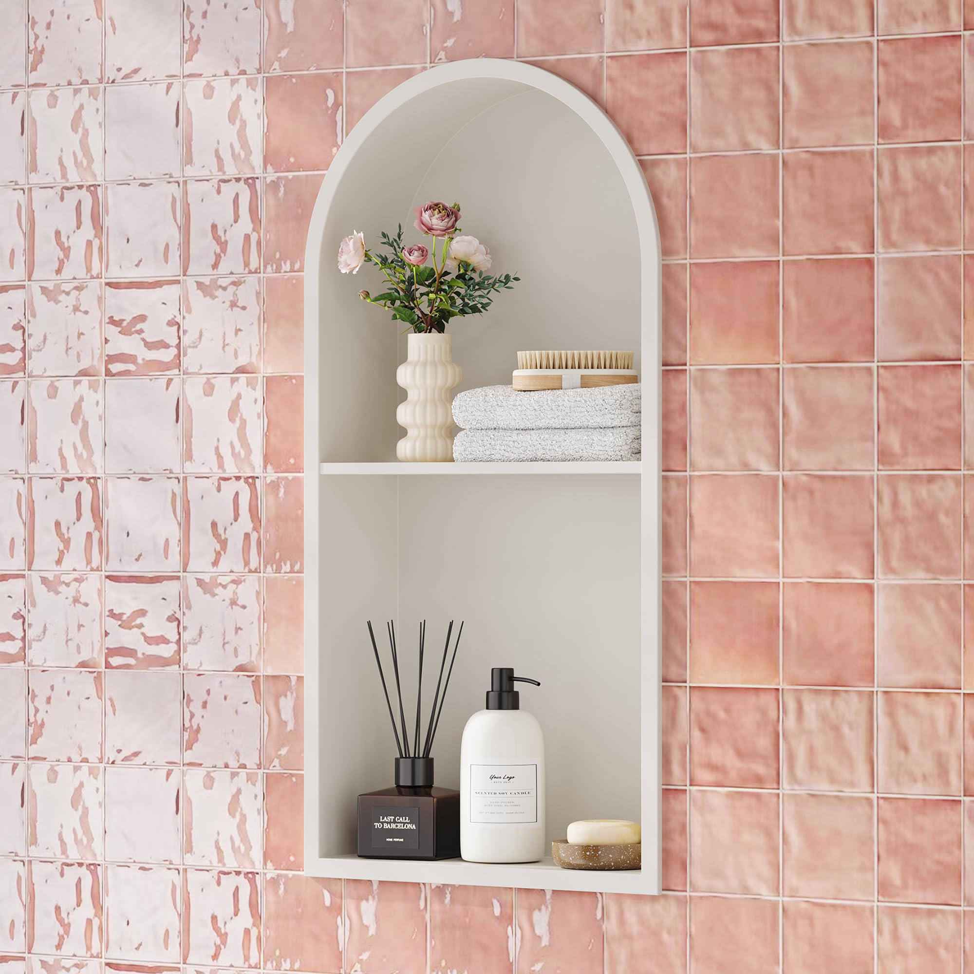 Qeke Stainless Steel Shower Niche 12" X 24", No Tile Needed Arched ...