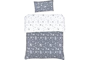 MEJU Rocket Planet Space Universe 100% Cotton Duvet Cover 43" X 59" + Pillowcase 13" X19" Bedding Set with Zipper Closure for Baby Toddler Boys Girls Crib Bed Decoration Gift (Rocket 2)