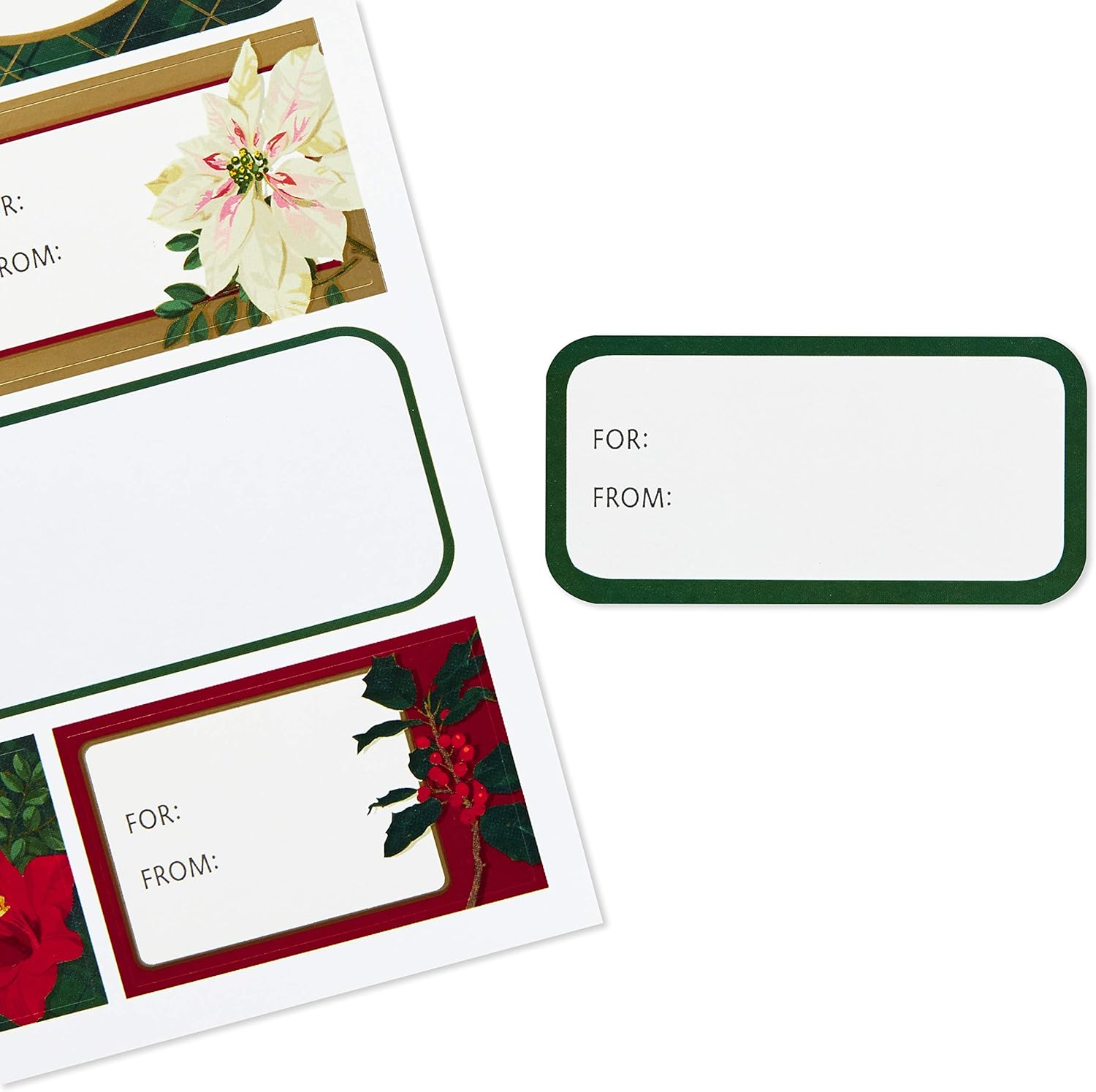 Hallmark Holiday Gift Tag Stickers (80 Labels, Rustic Reindeer, Mittens, Plaid) Classic Christmas: Kitchen & Dining