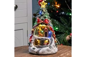 MXwcy Animated Musical Christmas Tree Village – Lighted Figurine with Spinning Santa Train, Plays 8 Holiday Carols, Tabletop Home Decor & Gift