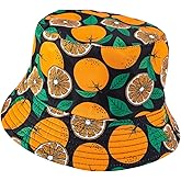 JDGHGB Orange Fruit Bucket Hats for Men and Women Foldable Double-Side Reversible Road Beach Trip Fishing Hat