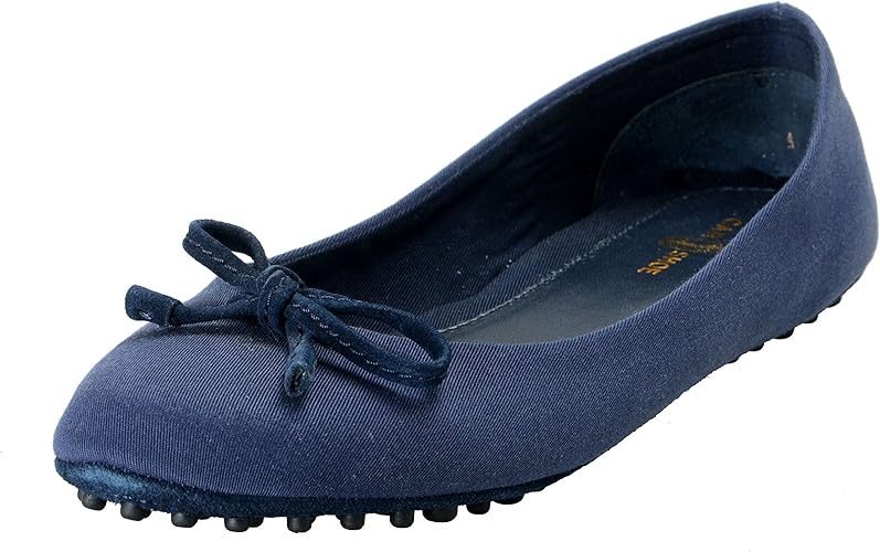 Amazon Com Prada Car Shoe Women S Navy Canvas Ballet Flats