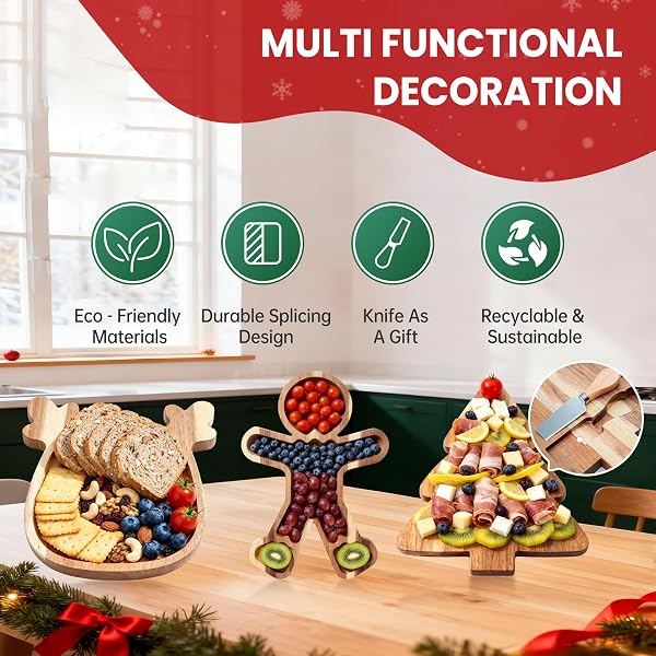 CHARCUTERIE BOARD SET,CHEESE BOARD FOR SERVING,GIFTS FOR KITCHEN & PARTIES & HOUSE WARMING,3-PIECE SET,LARGE SIZE WITH FORKS,BIRTHDAY GIFT FOR WOMEN