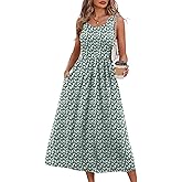 WIHOLL Summer Dresses for Women Flowy Casual Midi Dress Beach Vacation Sundresses with Pockets