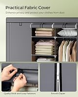 SONGMICS Canvas Wardrobe Grey 175x150x45 cm Clothes Storage Organiser view 7