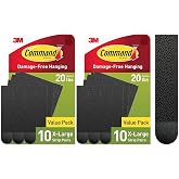 Command X-Large (20 lb) Picture Hanging Strips, 10 Pairs (20 Strips) | Black Picture Hanging Strips, Heavy Duty Damage-Free Wall Hangers, No Tools Required, Ideal for Decorating Apartments, Dorms