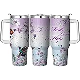 40 Oz Hummingbird Tumbler with Handle and Straw, Double Wall Coffee Travel Mug Leak Proof, Stainless Steel Hummingbird Cup with Handle and Straw, Reusable Insulated Hummingbird Mug Gifts for Women