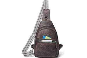 LATMAP Sling Bag For Women Fanny Pack Faux Leather Small Backpack Crossbody Chest Bags Travel Purse Waterproof Anti Theft Coffee